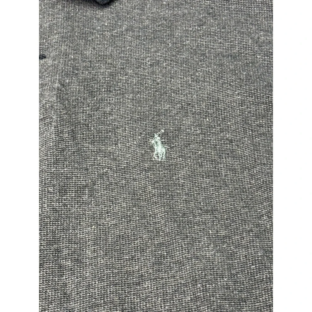 Polo Ralph Lauren Mens Large Long Sleeve Polo Shirt Gray Cotton Pique